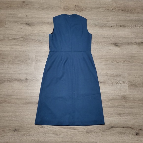 Pendleton Virgin Wool Teal Blue Faux Wrap Dress Classic Sleeveless USA Size 6 - Picture 3 of 5